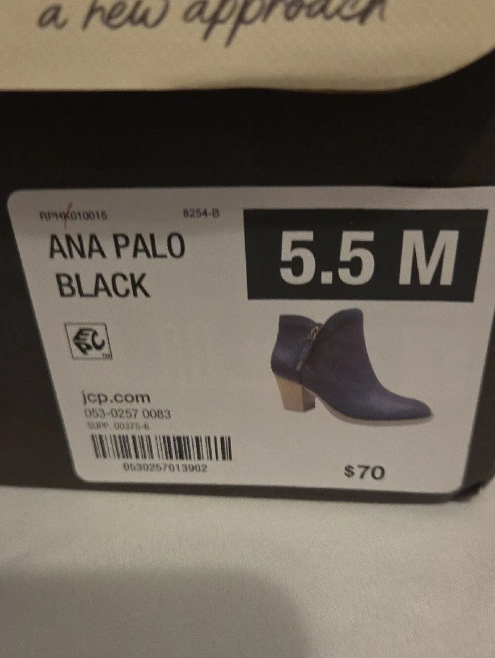 a.n.a Black Ankle Booties with Stacked Brown Heel